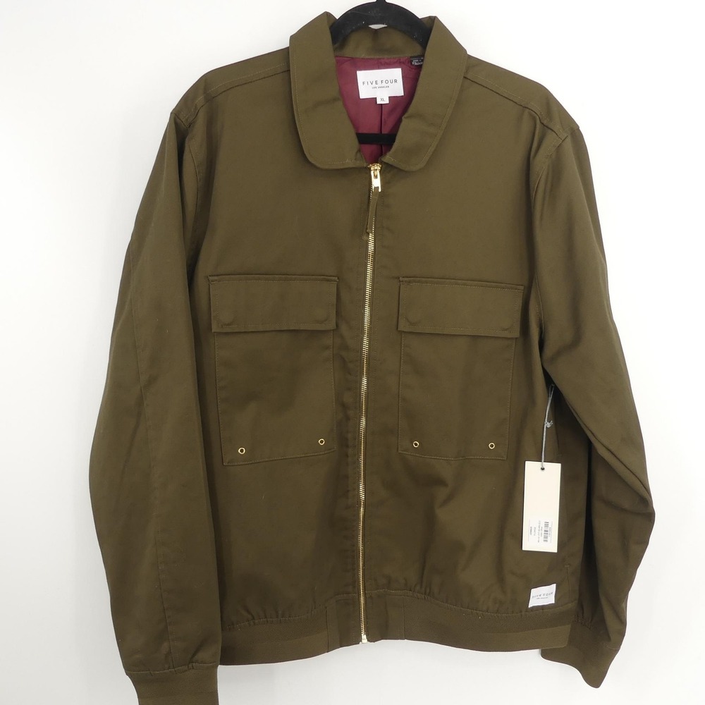 Five Four Lennox Jacket Men's XL Olive Green Zip Front Utility Pockets Casual